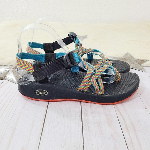 CHACO Women's ZX/2 Yampa Sandals, Fiesta Rainbow, size 8 - Picture 3 of 6